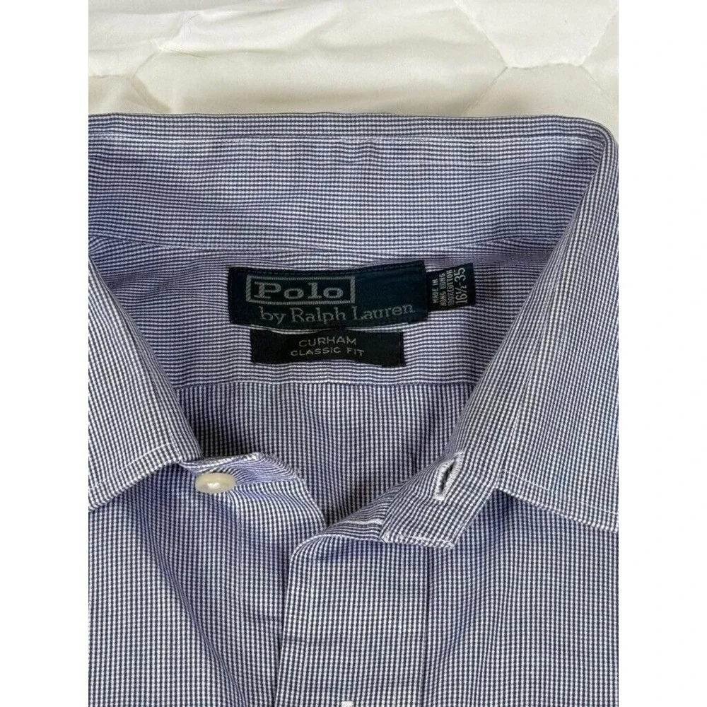 Polo Ralph Lauren‎ Mens Shirt 16.5-35 Curham Blue French Cuff Long Sleeve Button